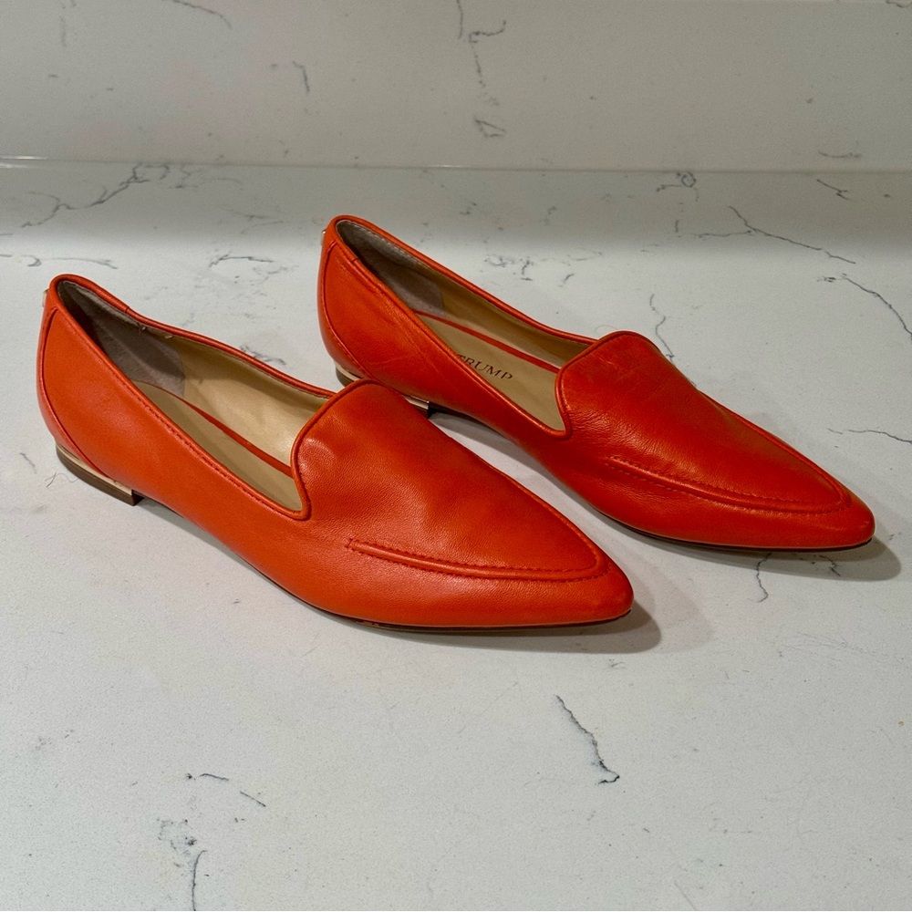 Orange Leather Size 8 Loafers